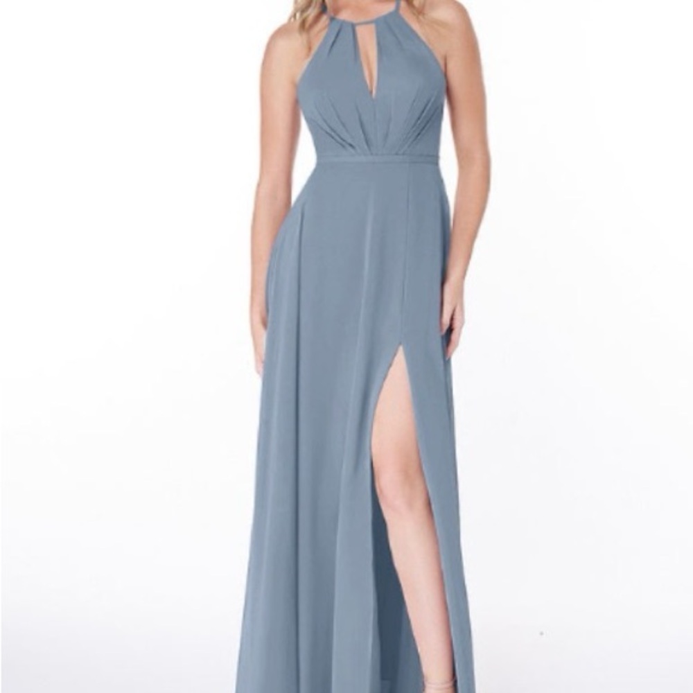 Azazie Light Blue Backless Dress